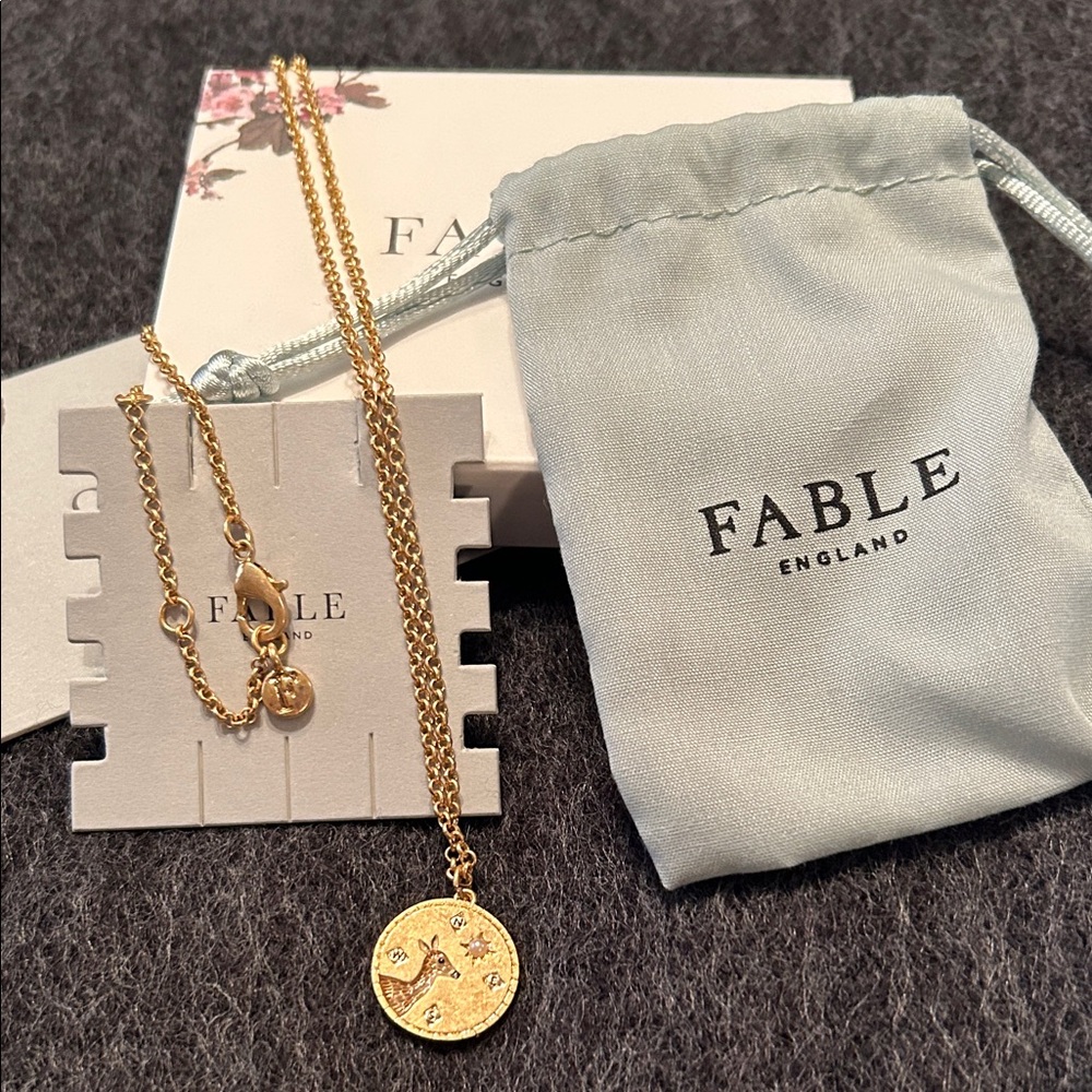 Fable England Deer Spirit Guide Pendant Necklace, NIB, retired